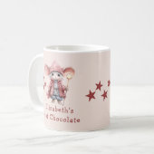 Weihnachtsmaus Rosa heiße Schokolade Tasse (Vorderseite Links)