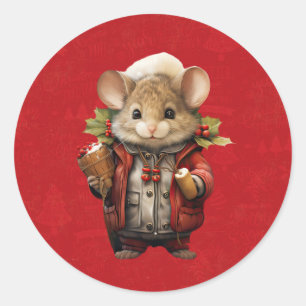 Weihnachtsmaus Runder Aufkleber
