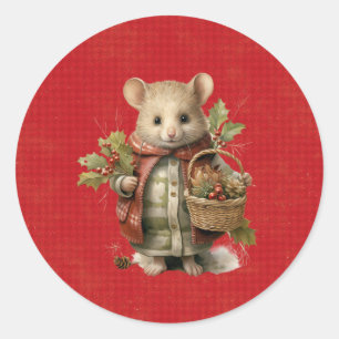 Weihnachtsmaus Runder Aufkleber