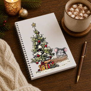 Weihnachtsmaus unter dem Baum Hardcover-Journal Notizblock