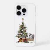 Weihnachtsmaus unter dem Baum iPhone Hülle (Rückseite)