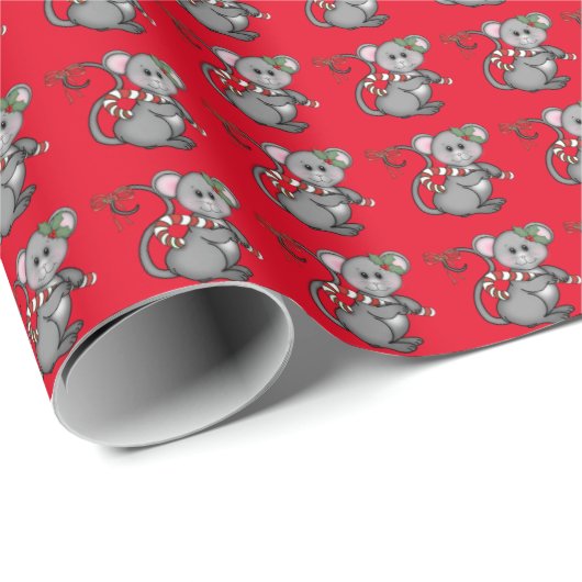 Weihnachtsmaus Weihnachtspapier Geschenkpapier (Rolleneckpunkt)