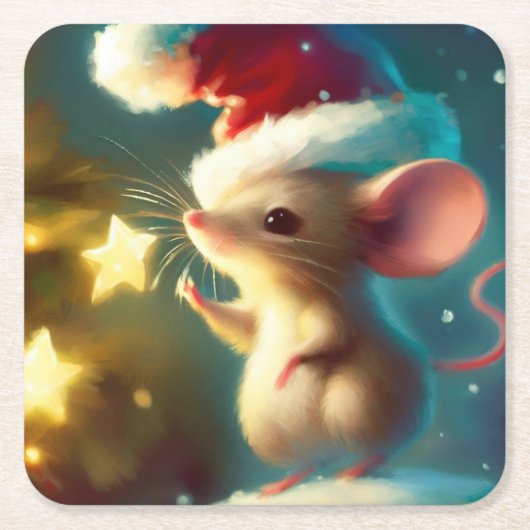 Weihnachtsmäuse 1 rechteckiger pappuntersetzer (Vorderseite)