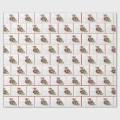 Weihnachtsmäuse auf Weiß Geschenkpapier (Flach)