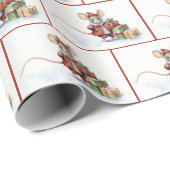 Weihnachtsmäuse auf Weiß Geschenkpapier (Rolleneckpunkt)