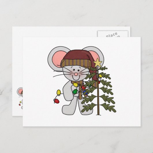 Weihnachtsmäuse-Dekorationsbaum Feiertagspostkarte (Vorne/Hinten)