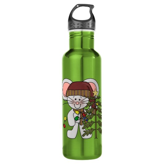 Weihnachtsmäuse-Dekorationsbaum Trinkflasche (Vorderseite)