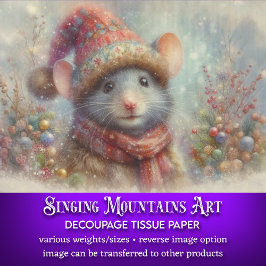 Weihnachtsmäuse-Dekoupage im Wasserfarben Seidenpapier