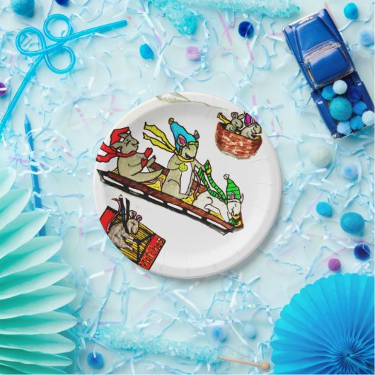 WEIHNACHTSmäuse, die PapierTeller SLEDDING sind (Party)