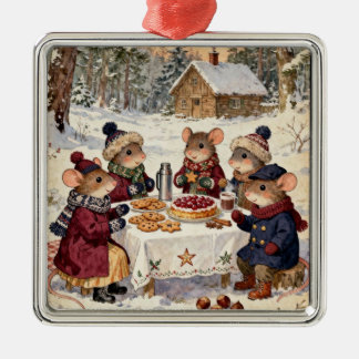 Weihnachtsmäuse-Familie Ornament Aus Metall