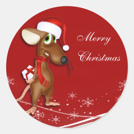 Weihnachtsmäuse-Geschenkmarke Runder Aufkleber (Vorderseite)