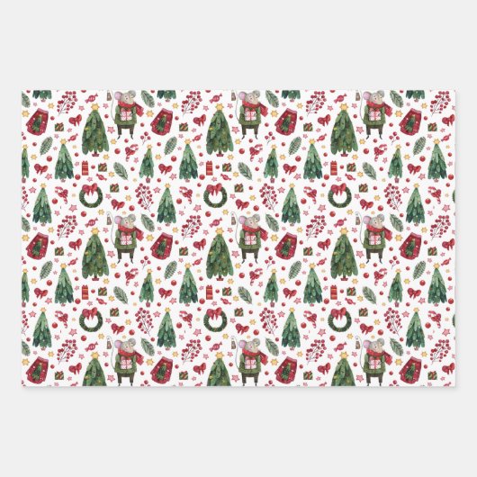 Weihnachtsmäuse Geschenkpapier Set (Vorderseite 3)