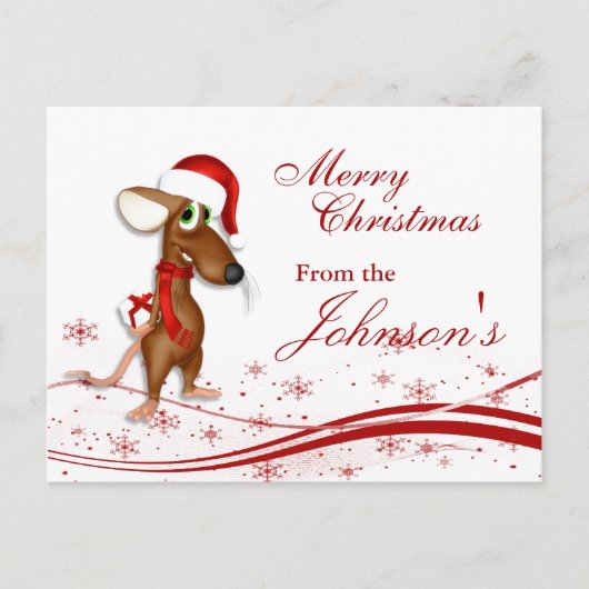 Weihnachtsmäuse-Grußkarte Feiertagspostkarte (Vorderseite)