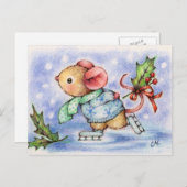 Weihnachtsmäuse Ice Skaten Süße Tier Postkarte (Vorne/Hinten)