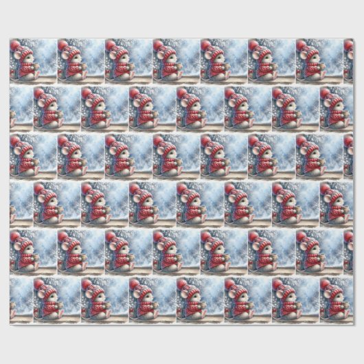 Weihnachtsmäuse im Fenster mit heißem Kakao Geschenkpapier (Flach)