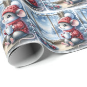 Weihnachtsmäuse im Fenster mit heißem Kakao Geschenkpapier (Rolleneckpunkt)