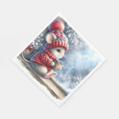 Weihnachtsmäuse im Fenster mit heißem Kakao Serviette (Ecke)