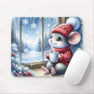 Weihnachtsmäuse im Fenster Mousepad