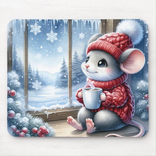 Weihnachtsmäuse im Fenster Mousepad (Vorne)