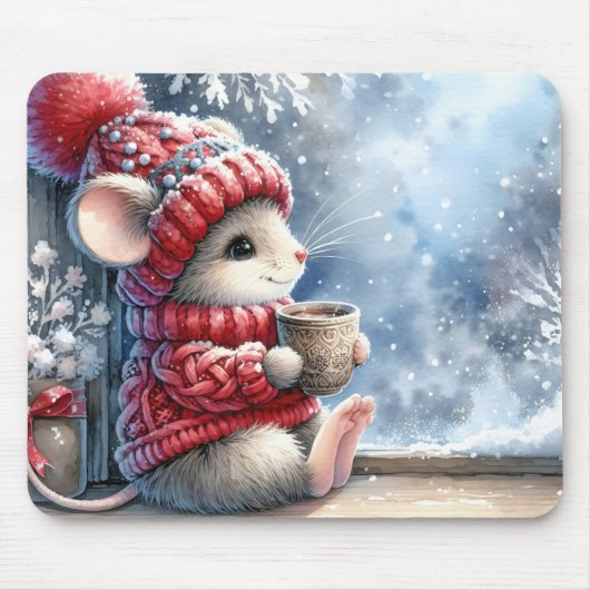 Weihnachtsmäuse im Fenster Mousepad (Vorne)