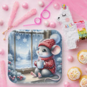 Weihnachtsmäuse im Fenster Pappteller (Party)