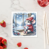 Weihnachtsmäuse im Fenster Serviette (Beispiel)