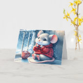 Weihnachtsmäuse im Winter Fensterkarte Karte (Gelbe Blume)