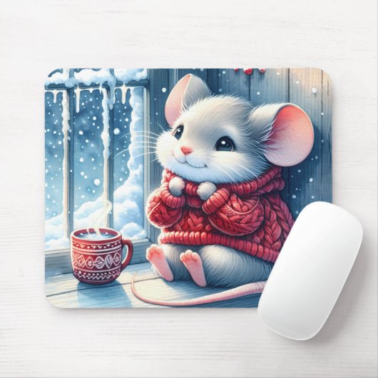 Weihnachtsmäuse im Winterfenster Mousepad (Mit Mouse)