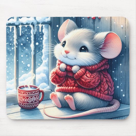 Weihnachtsmäuse im Winterfenster Mousepad (Vorne)