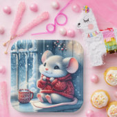 Weihnachtsmäuse im Winterfenster Pappteller (Party)