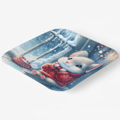 Weihnachtsmäuse im Winterfenster Pappteller (Gewinkelt)