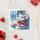 Weihnachtsmäuse im Winterfenster Serviette (Beispiel)