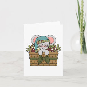 Weihnachtsmäuse in Basket Feiertagskarte