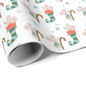 Weihnachtsmäuse in Strümpfen Geschenkpapier (Rolleneckpunkt)