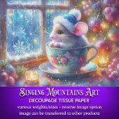 Weihnachtsmäuse in Teacup-Dekoupage Seidenpapier