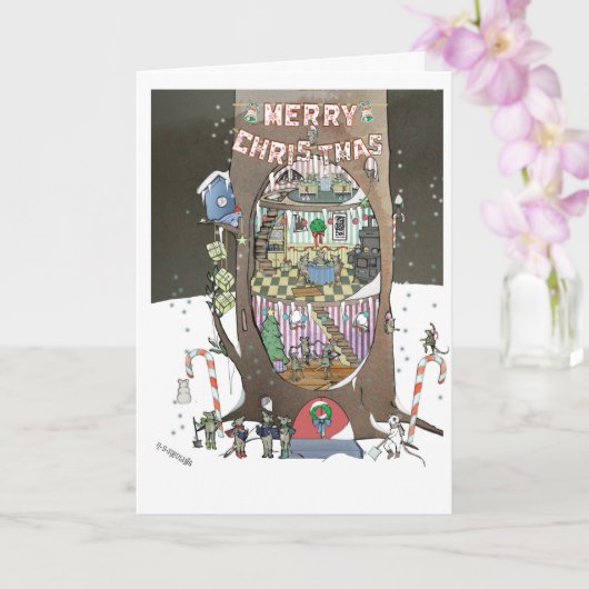 Weihnachtsmäuse Karte (Orchidee)