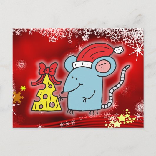 Weihnachtsmäuse & Käse Feiertagspostkarte (Vorderseite)