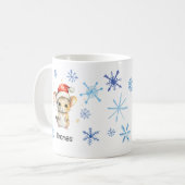 Weihnachtsmäuse lassen es Schnee blauer Schneefloc Kaffeetasse (Vorderseite Links)
