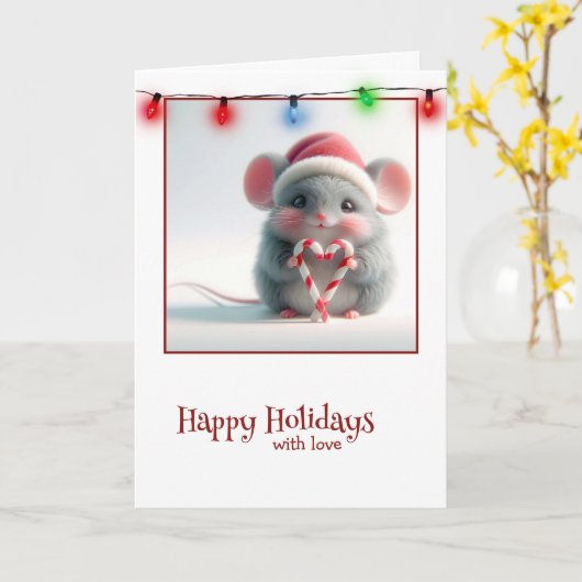 Weihnachtsmäuse mit Candy Cane Herz Karte (Gelbe Blume)
