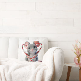 Weihnachtsmäuse mit Candy Cane Herz Kissen