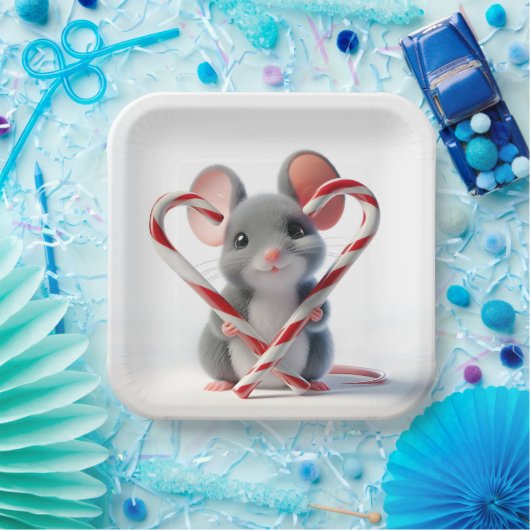 Weihnachtsmäuse mit Candy Cane Herz Pappteller (Party)