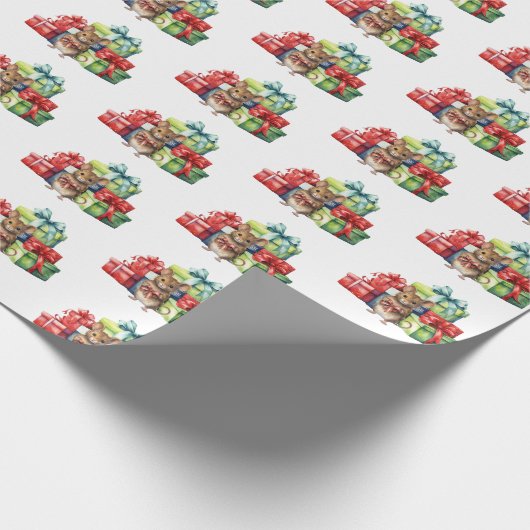 Weihnachtsmäuse mit Geschenken Geschenkpapier (Ecke)