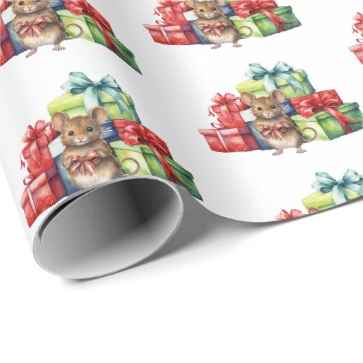 Weihnachtsmäuse mit Geschenken Geschenkpapier (Rolleneckpunkt)