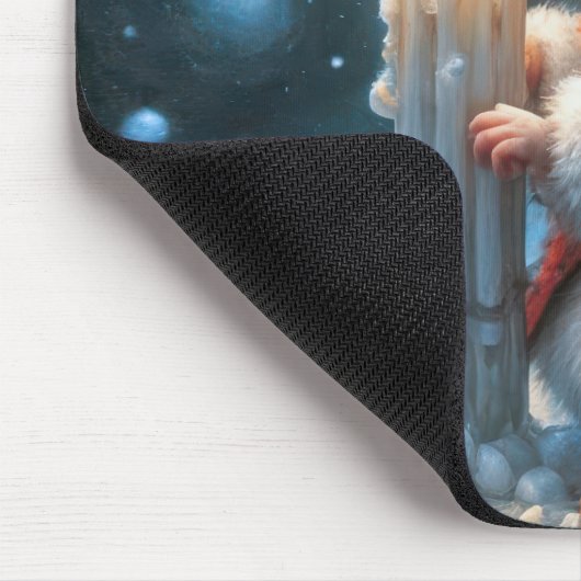 Weihnachtsmäuse mit glühender Kerze Mousepad (Ecke)