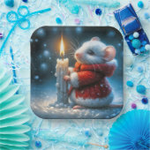 Weihnachtsmäuse mit glühender Kerze Pappteller (Party)