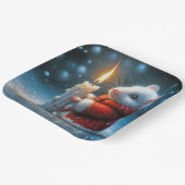 Weihnachtsmäuse mit glühender Kerze Pappteller (Gewinkelt)