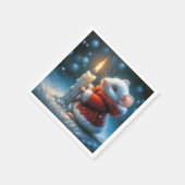 Weihnachtsmäuse mit glühender Kerze Serviette (Ecke)