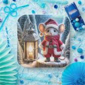 Weihnachtsmäuse mit glühender Laterne Pappteller (Party)