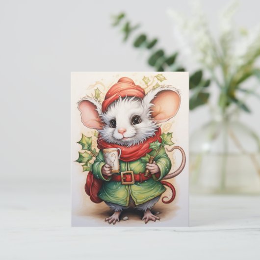 Weihnachtsmäuse mit Heiligen Feiertagspostkarte (Stehend Vorderseite)