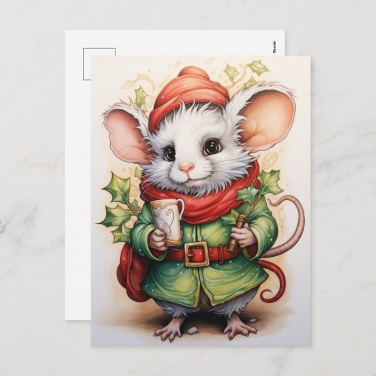 Weihnachtsmäuse mit Heiligen Feiertagspostkarte (Vorne/Hinten)